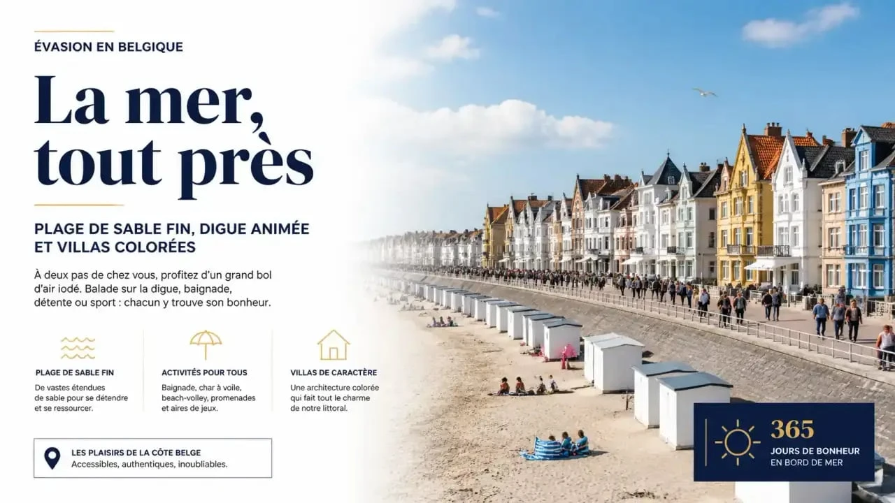 Ambiance balnéaire sur une plage belge accessible depuis Lille