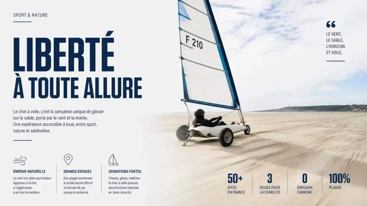 Activité de char à voile sur les plages du Nord