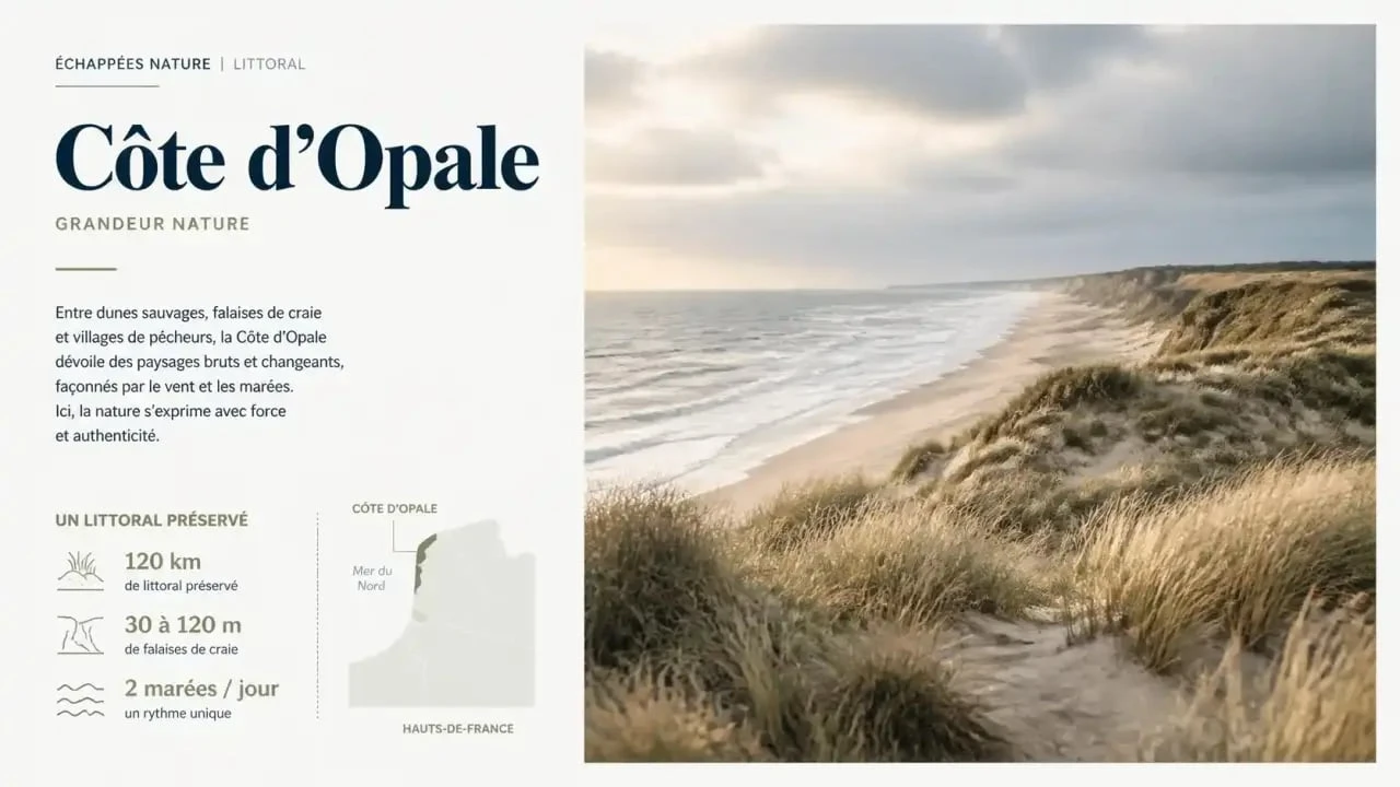 Paysage naturel des dunes de la Côte d'Opale pour une escapade depuis Lille